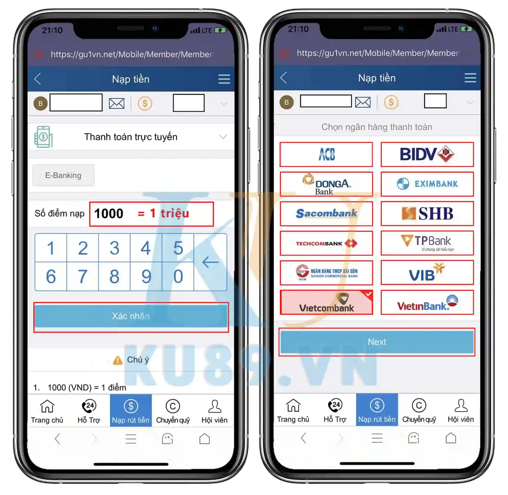 Hướng dẫn nạp tiền kubet 2020