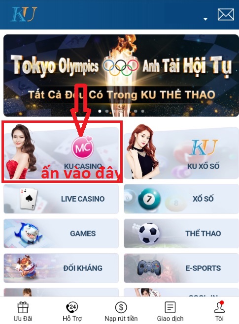 Bước 1 : Vào trò chơi xóc đĩa