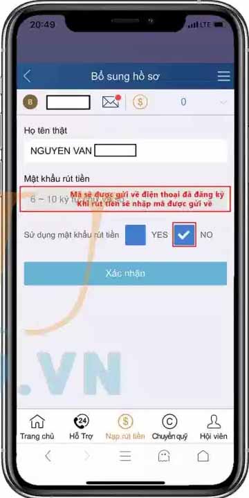 cập nhật thông tin đăng ký 2