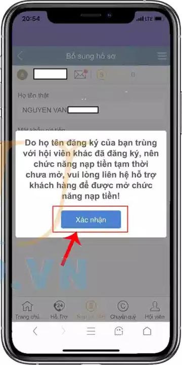 cập nhật tên tài khoản ku bet