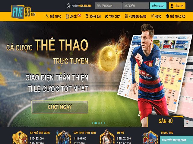 Giao diện của trang web Five88.vom được người chơi đánh giá cao