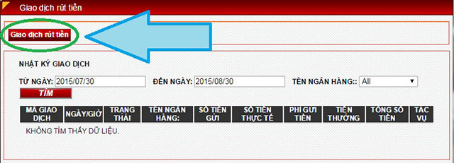 Nhấn “Giao dịch rút tiền” trên link 138bet