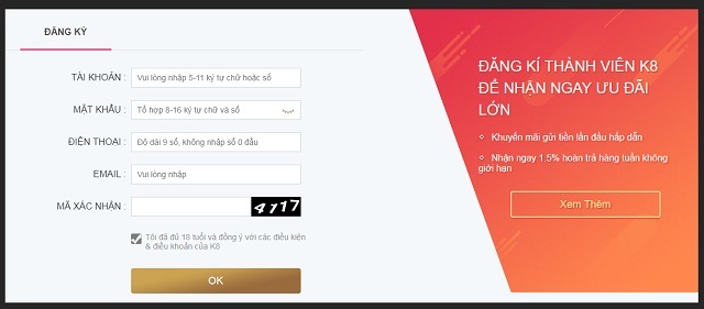 Các bước tạo tài khoản K8 hơi đơn giản