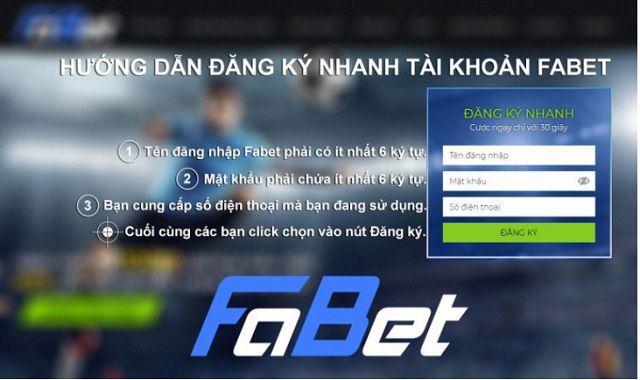 Các bước đăng ký tài khoản với Fabet