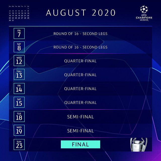Lịch thi đấu trong thời gian còn lại của C1 mùa giải 2019/2010