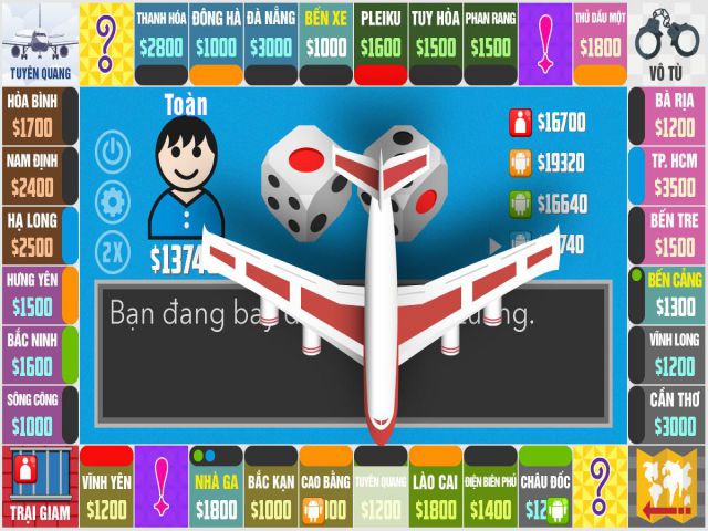Giao diện sân bay trong trò chơi cờ tỷ phú