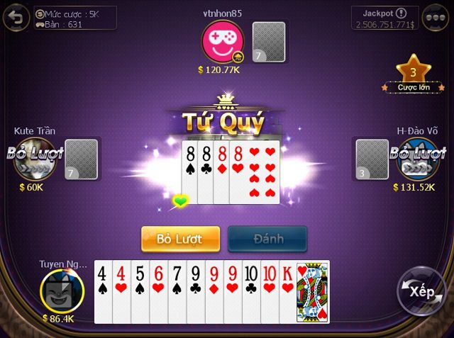 Tiến lên đếm lá là một trò chơi rất quen thuộc