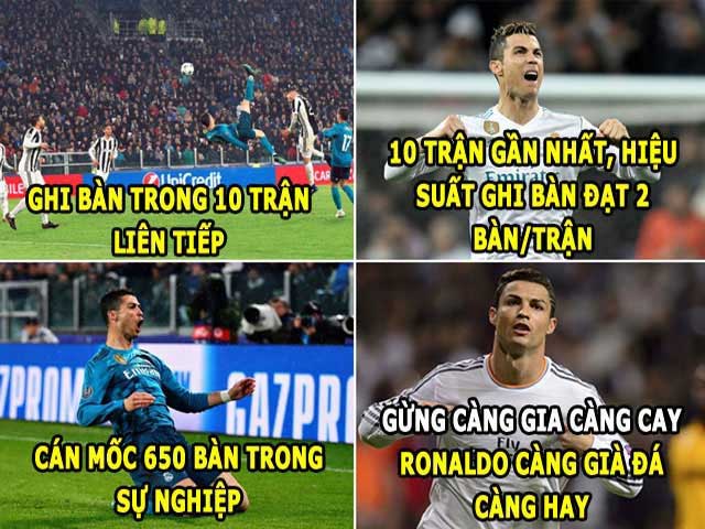 Ngoài chế ảnh hài hước, người hâm mộ còn ghép ảnh ghi lại thành tích của Ronaldo ...