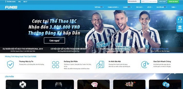Giao diện trang chủ của Fun88bet - fun88 link