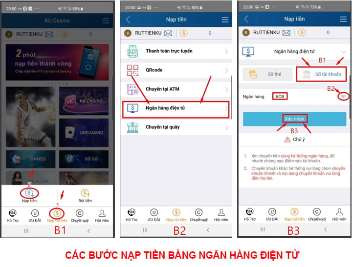 Nạp tiền bằng ngân hàng điện tử