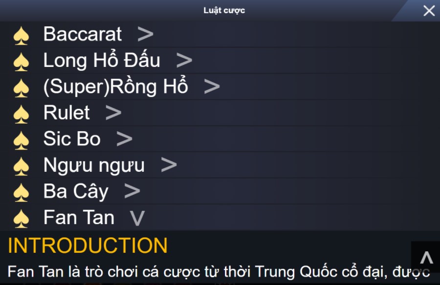 Quy tắc trò chơi trực tuyến Fan Tan