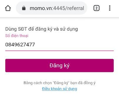 đăng ký ví momo 1