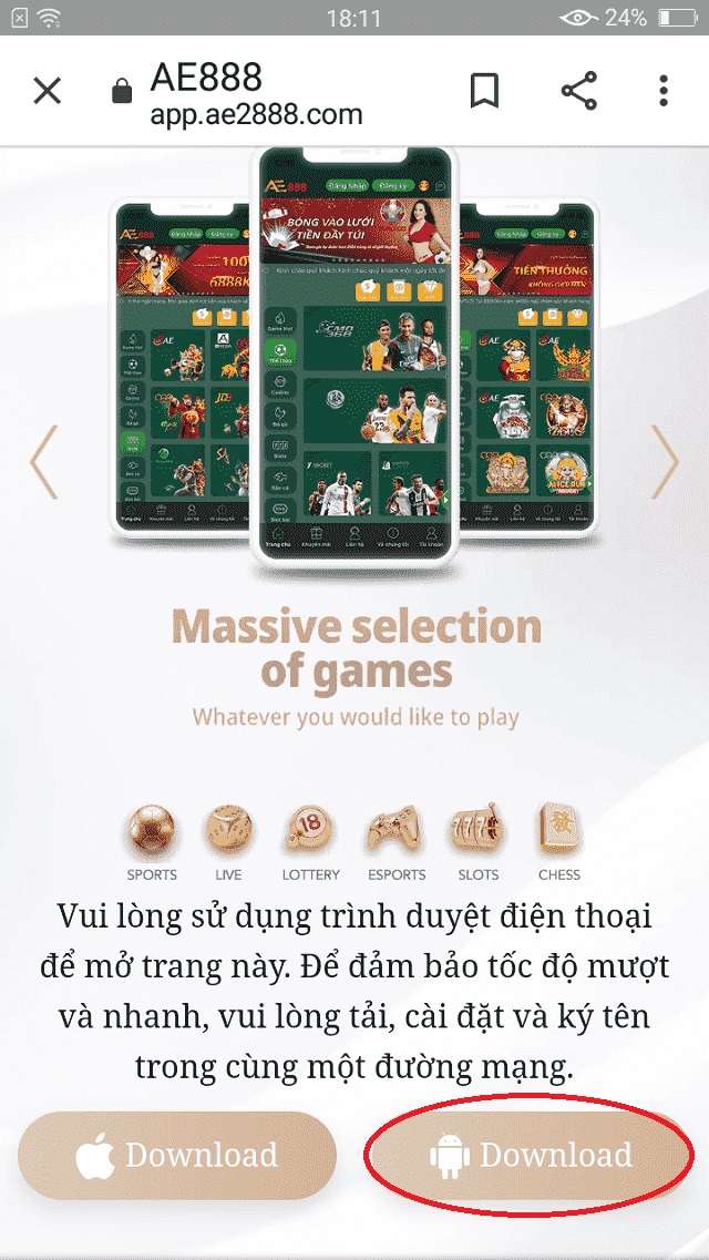 Chọn phiên bản phù hợp với hệ điều hành Android để tải về