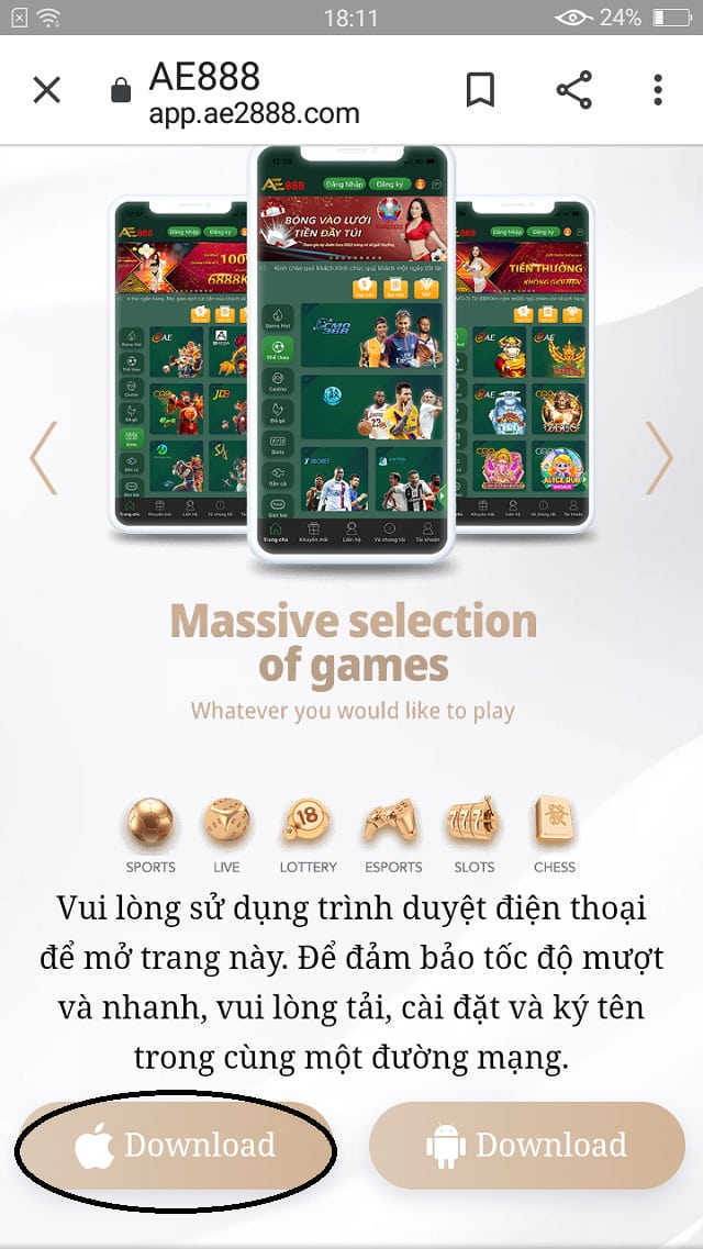 Đã hoàn thành trong Ứng dụng ae888 chính xác theo yêu cầu của thiết bị iOS