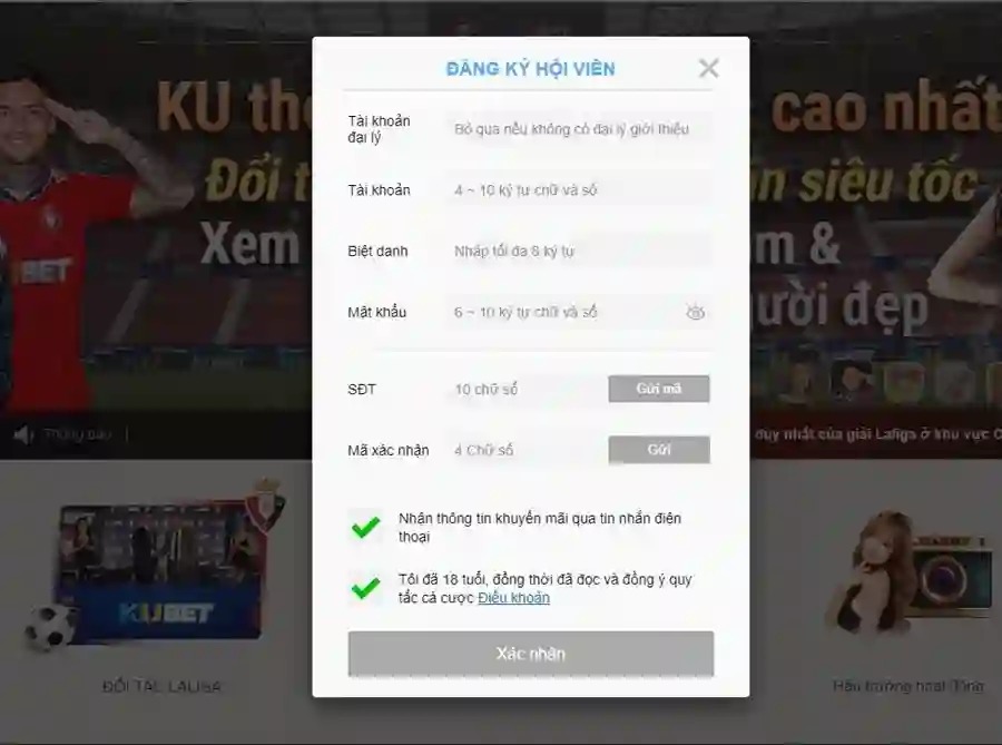 Hướng dẫn mở tài khoản tại Kubet
